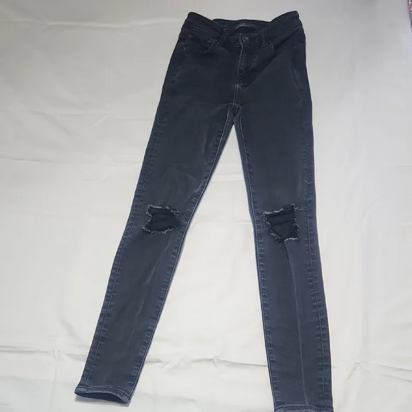 American Eagle Black Jeggings Size 0 Regular Next Level Stretch Distressed - Picture 4 of 8